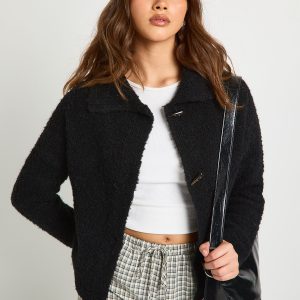 Boucle Knit Toggle Button Oversized Jumper
