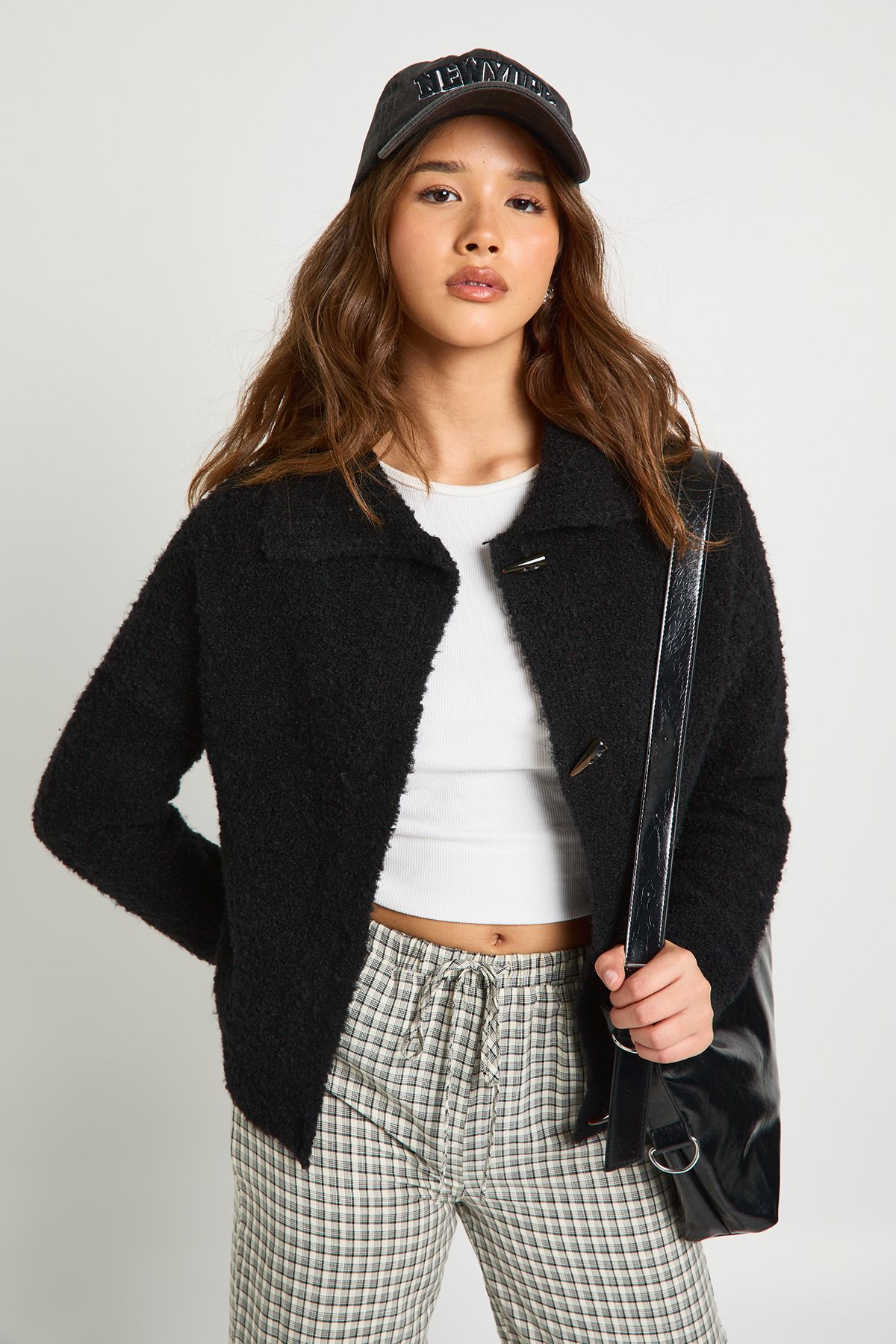 Boucle Knit Toggle Button Oversized Jumper