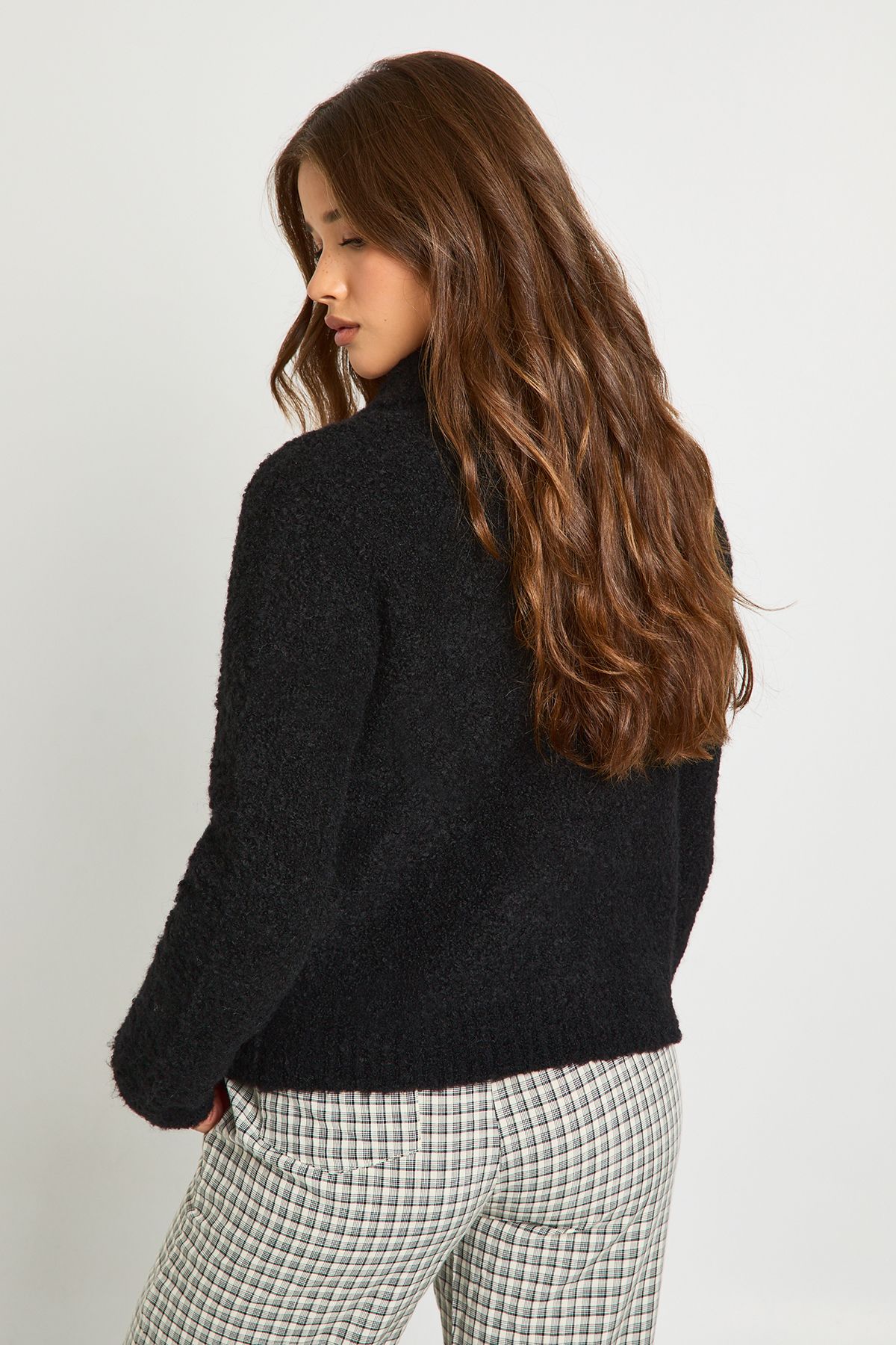 Boucle Knit Toggle Button Oversized Jumper - Image 2