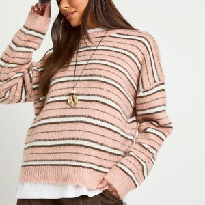 Brushed Knit Stripe Oversized Jumper
