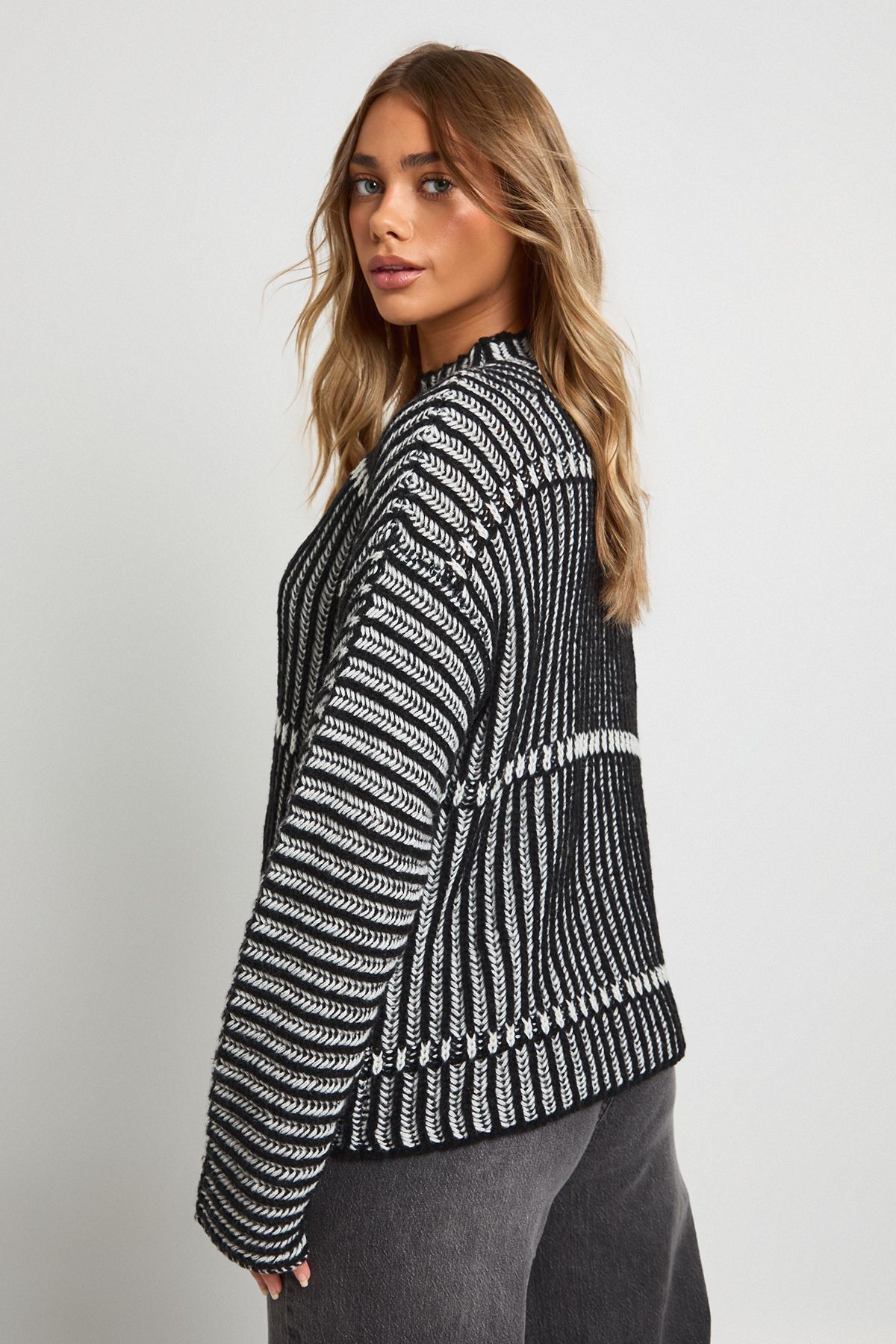 Chunky Knit High Neck Oversized Jumper - Image 2
