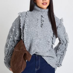 Textured Detail High Neck Jumper
