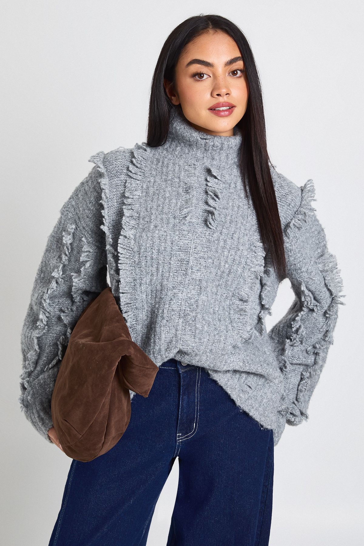 Textured Detail High Neck Jumper