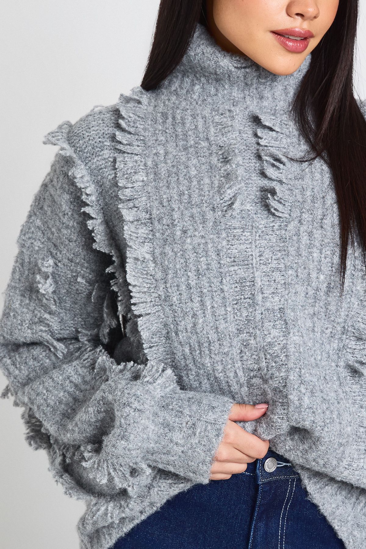 Textured Detail High Neck Jumper - Image 4