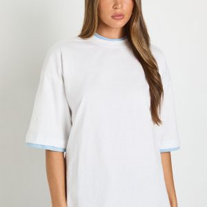Cotton Contrast Ringer Oversized T-shirt