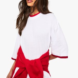Contrast Binding Oversized T-shirt