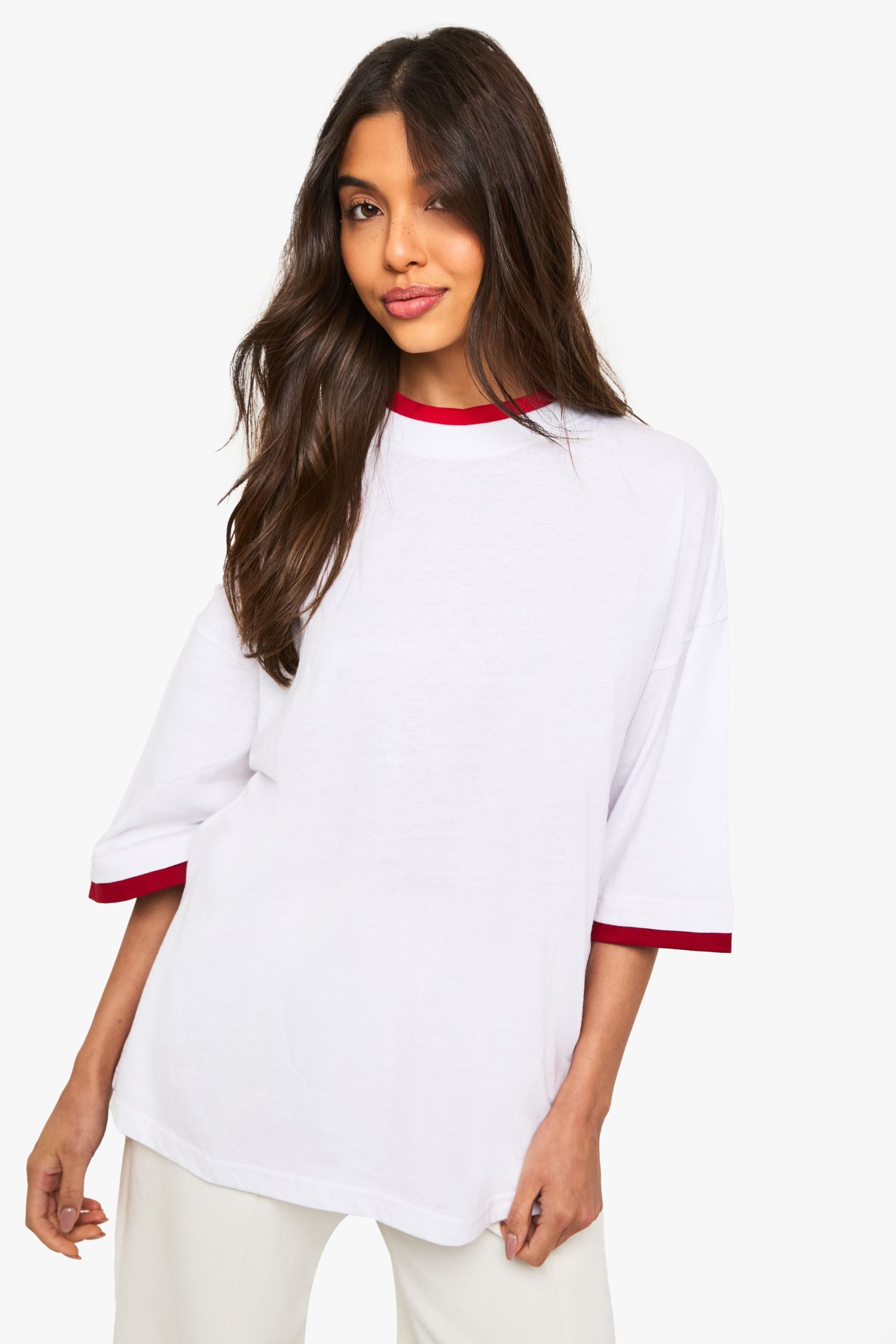 Contrast Binding Oversized T-shirt - Image 3