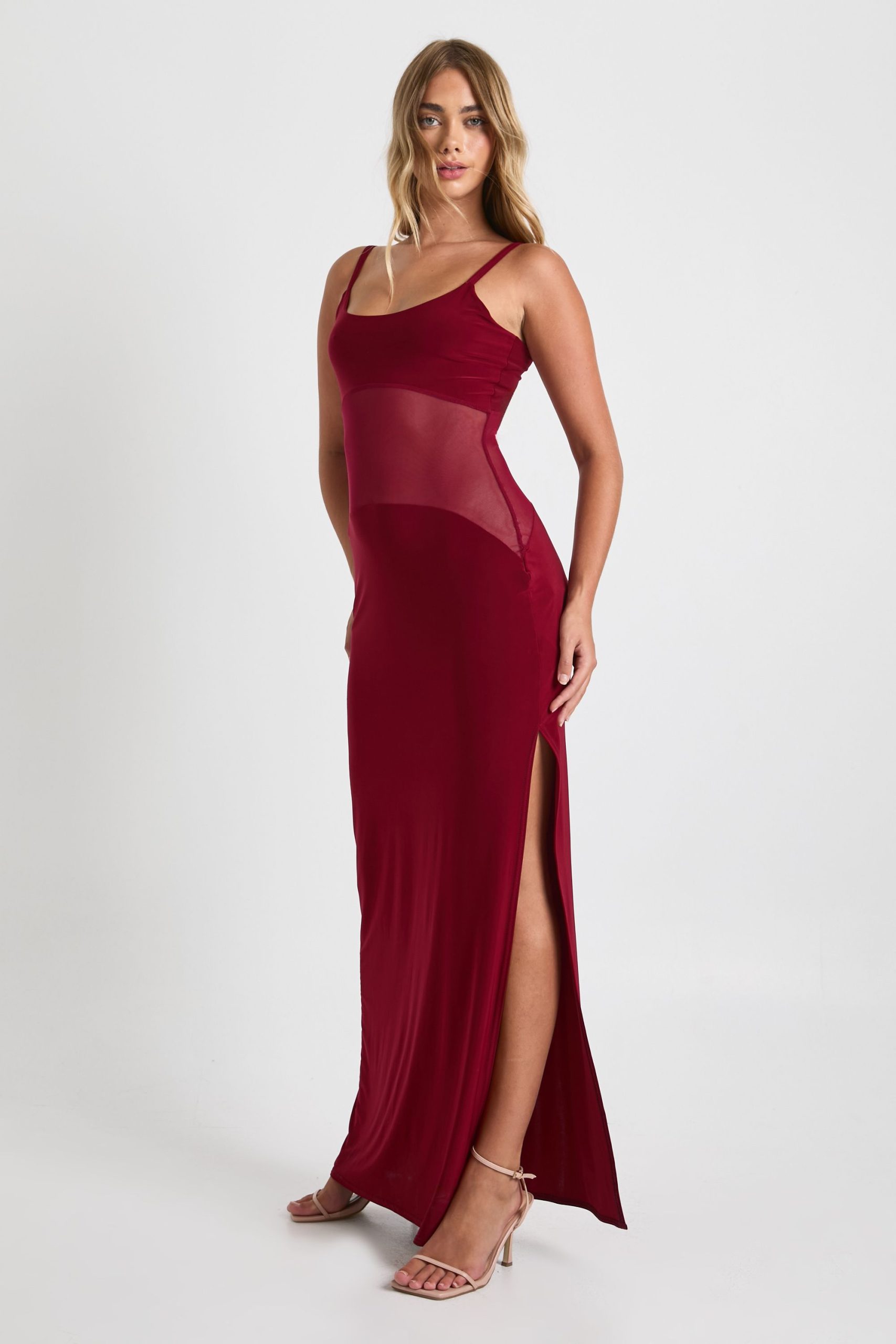 Mesh Sheer Drop Waist Maxi Dress - Image 3