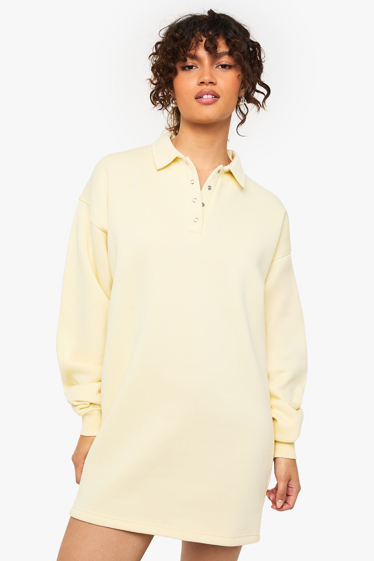 Long Sleeve Collared Sweat Dress