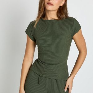 Crinkle Rib Cap Sleeve Baby T-Shirt