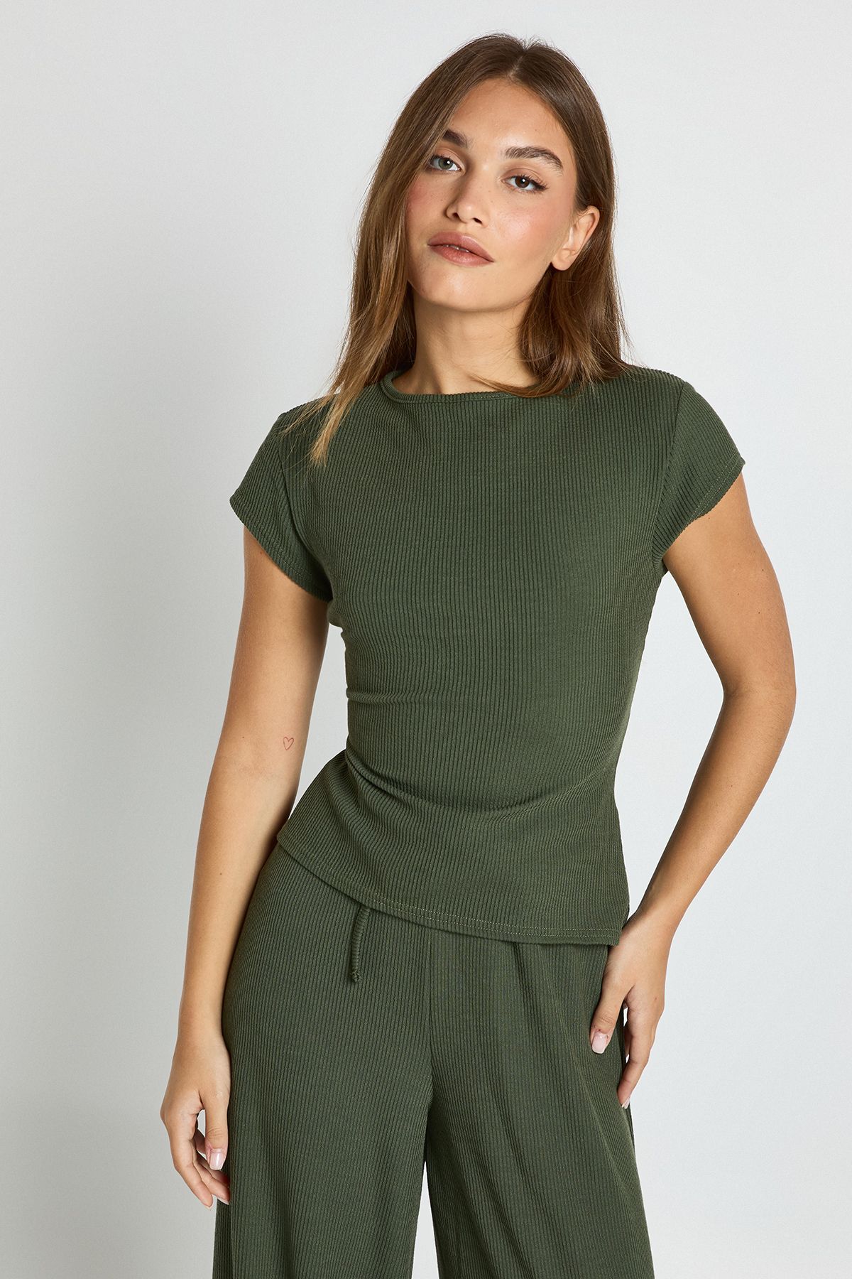 Crinkle Rib Cap Sleeve Baby T-Shirt