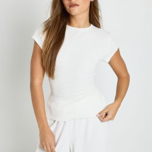 Crinkle Rib Cap Sleeve Baby T-Shirt