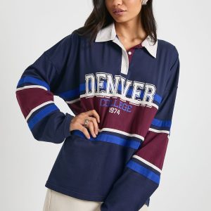 Varsity Graphic Front Contrast Rugby Top