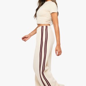 Side Stripe Pintuck Straight Leg Jogger