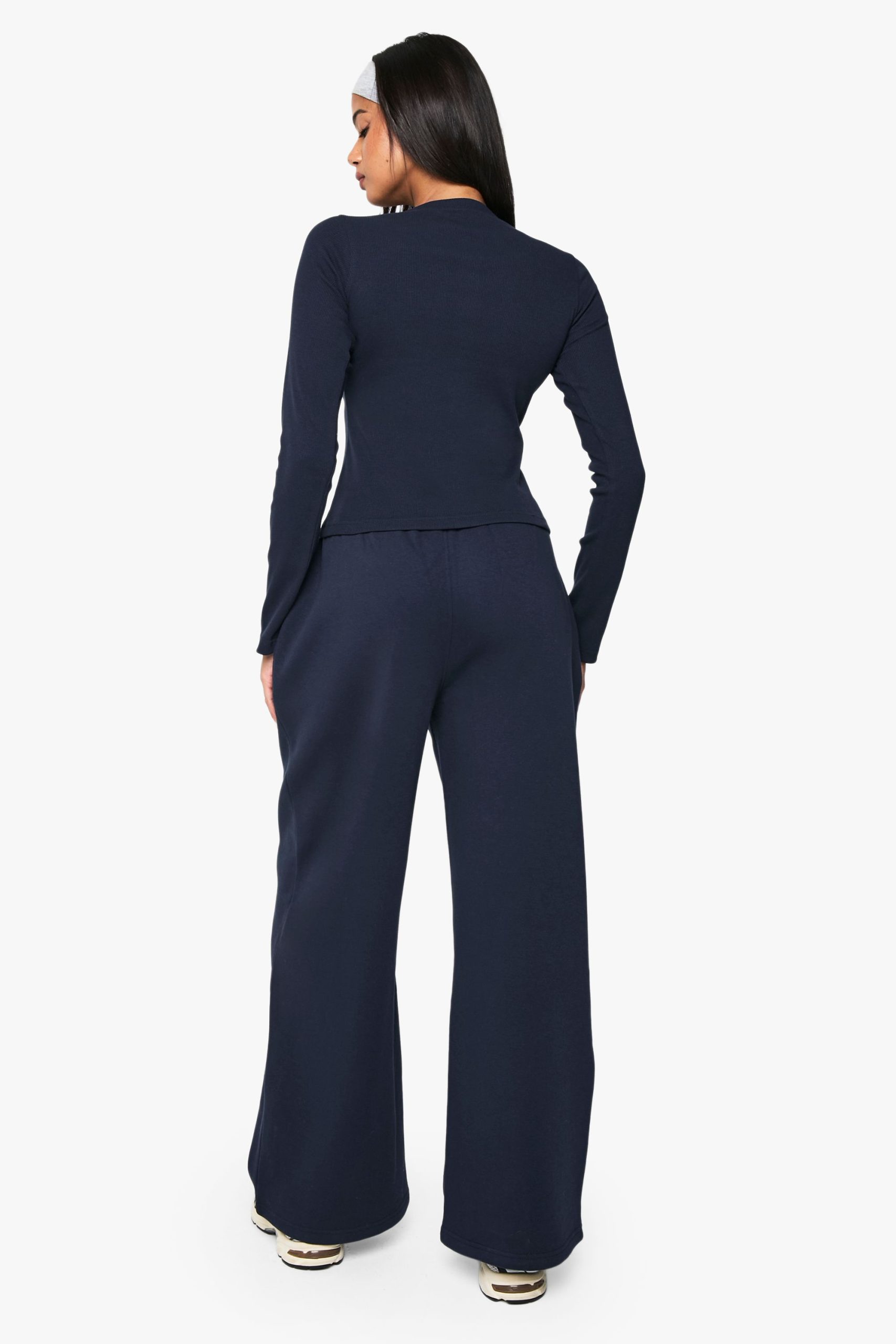 Rib Button Through Long Sleeve Top Tracksuit - Image 2