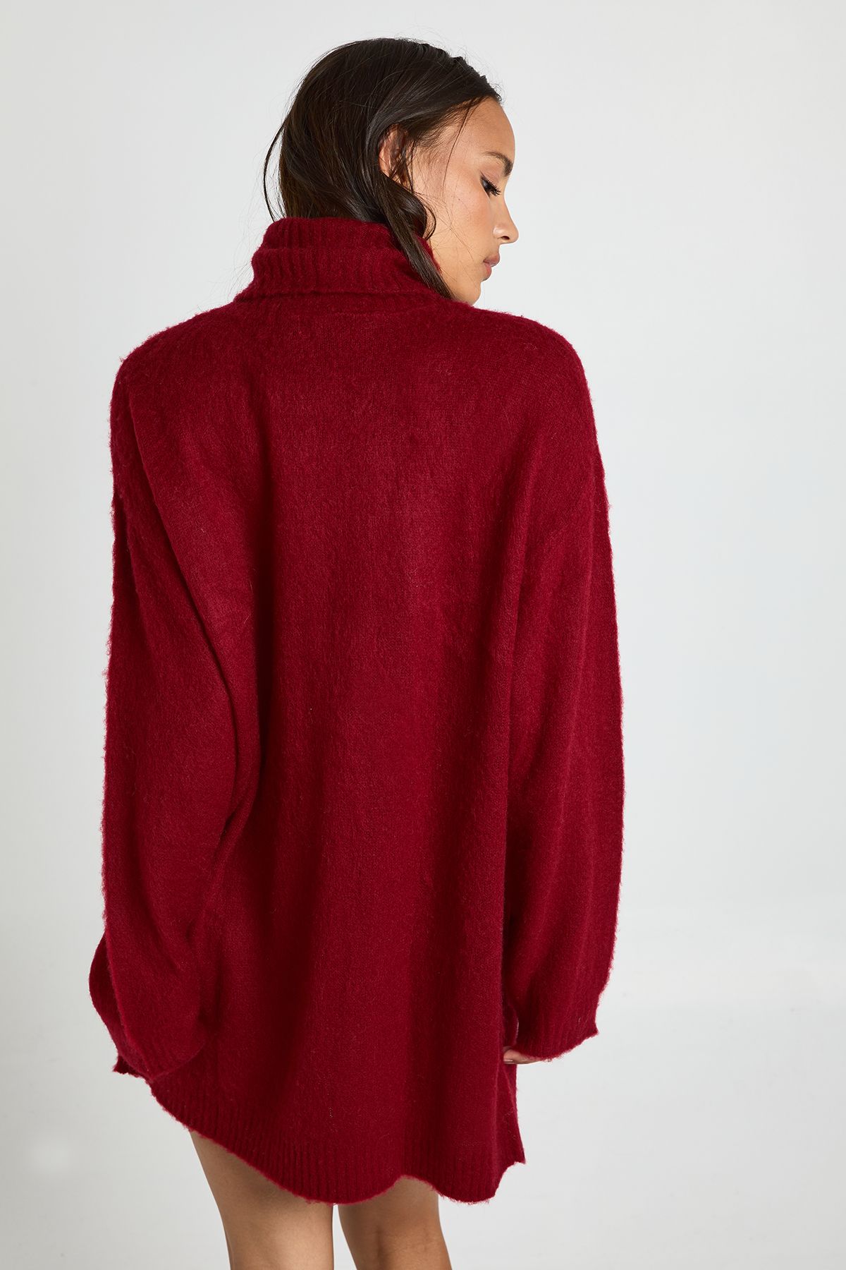 Super Soft Brushed Knit Roll Neck Mini Dress - Image 2