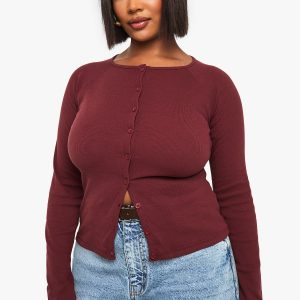 Plus Button Down Long Sleeve Top