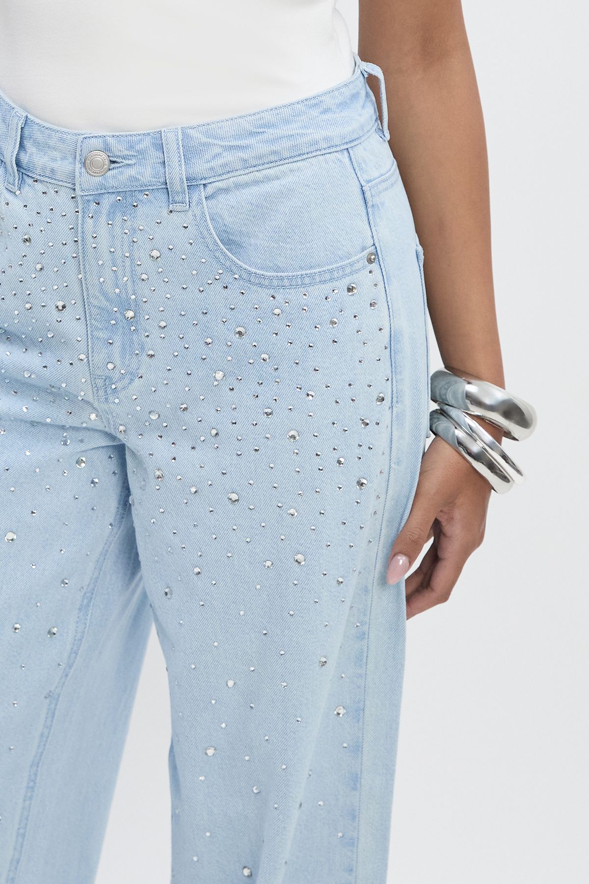 Embellished High Waist Straight Leg Jean - Image 4