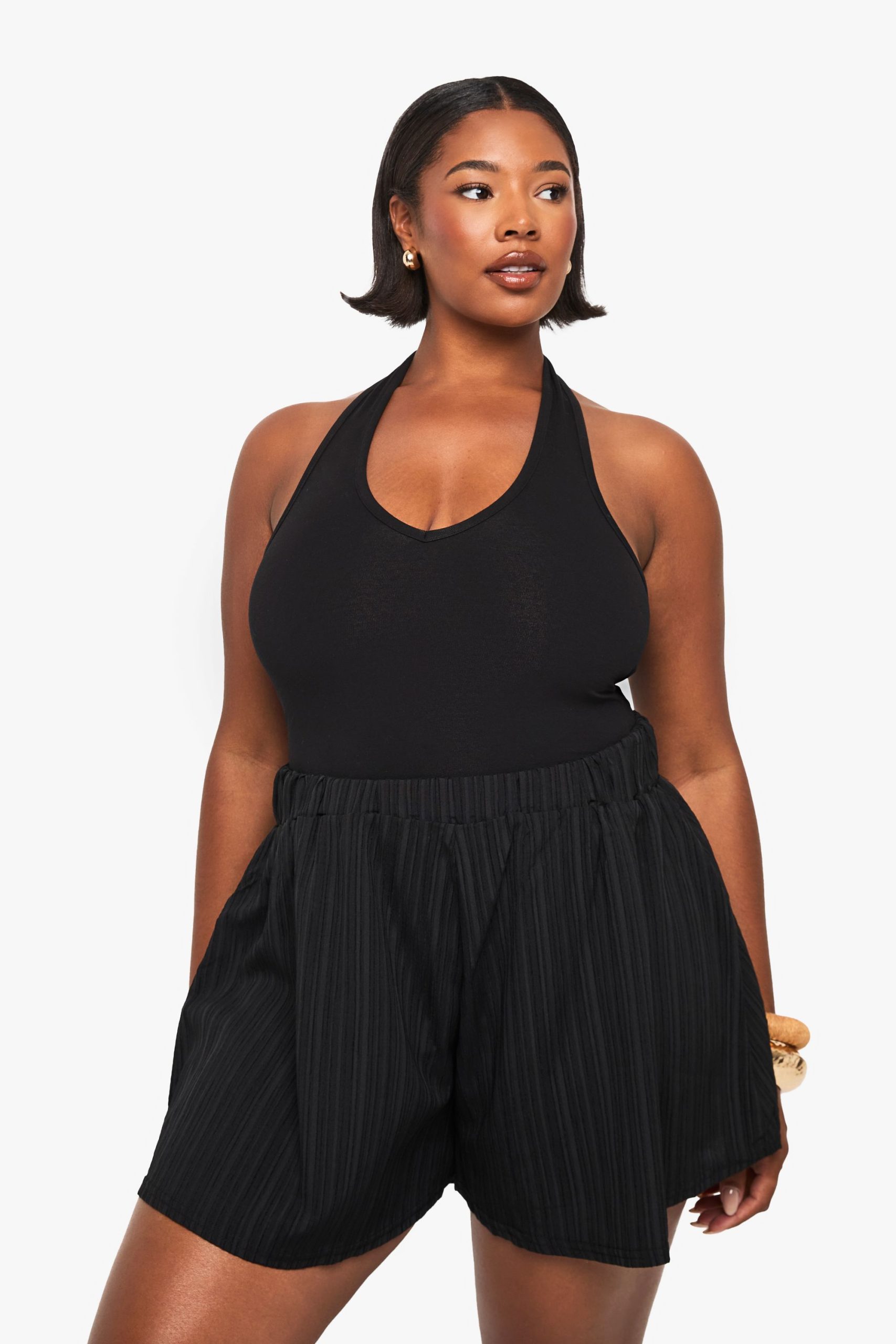 Plus Crinkle Textured Elasticated Flippy Short