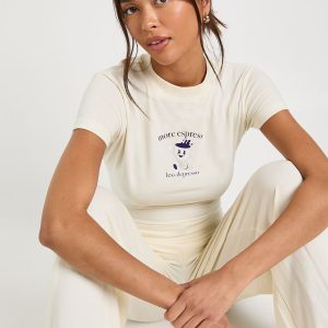 More Espresso Baby Tee and Wide Leg Trouser Pyjama Set