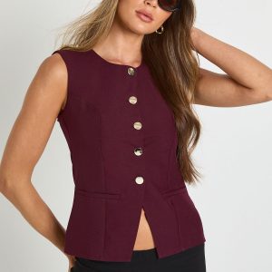 Button Trim Detail Tailored Waistcoat