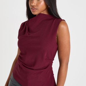 Marl Ruched Asymmetric Top