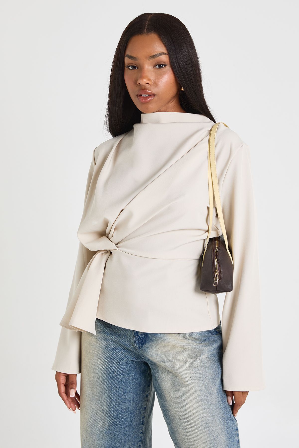 Marl Knot Detail Long Sleeve Top