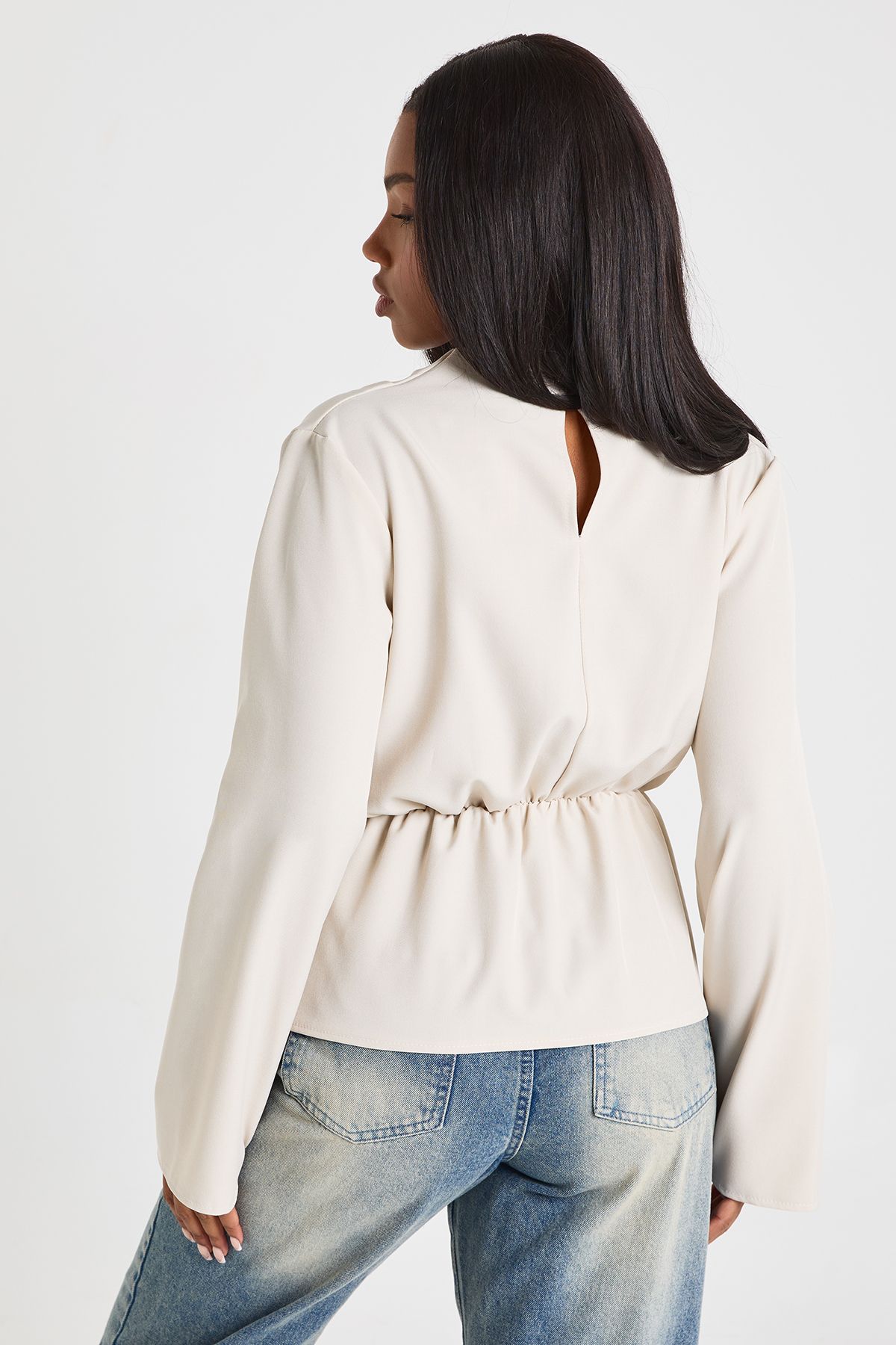 Marl Knot Detail Long Sleeve Top - Image 2