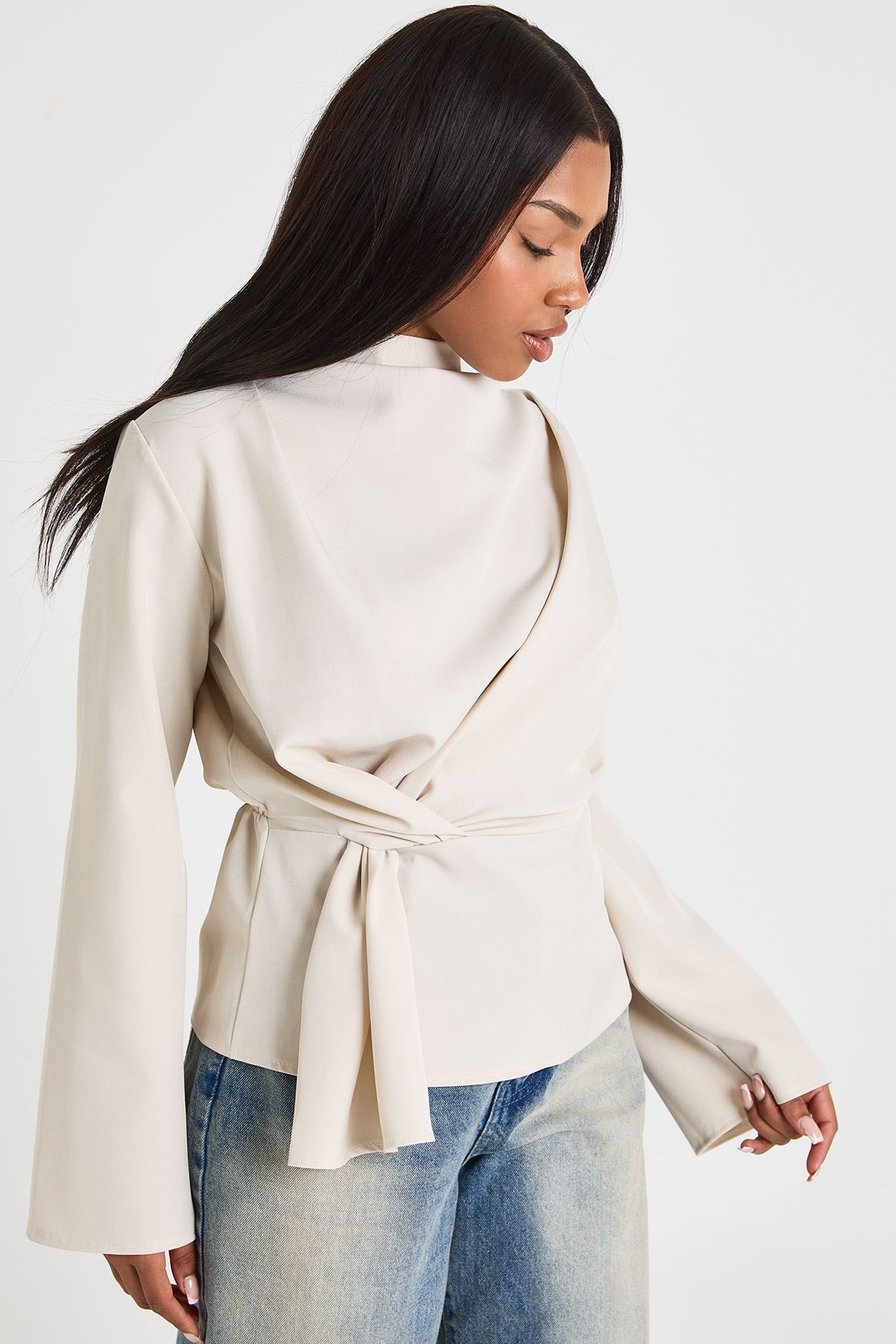 Marl Knot Detail Long Sleeve Top - Image 3