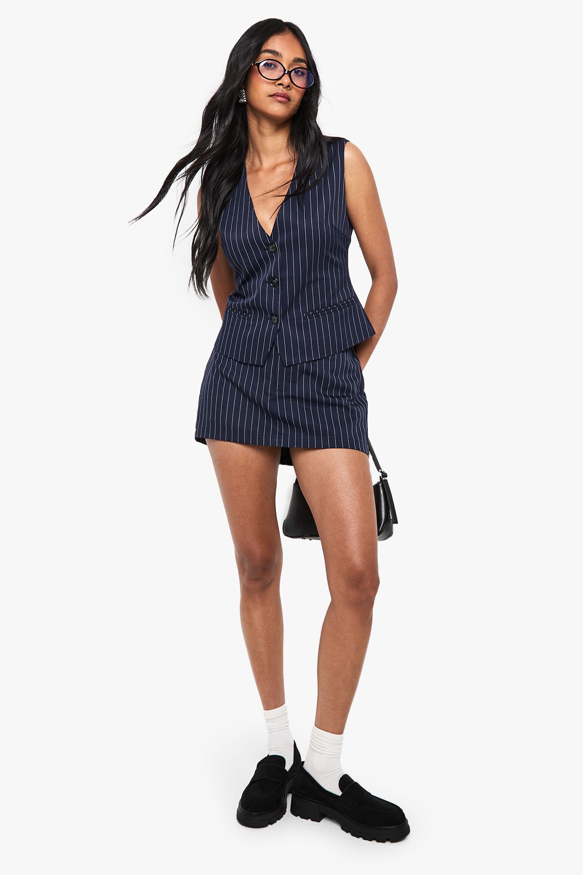Pinstripe Tailored Mini Skort