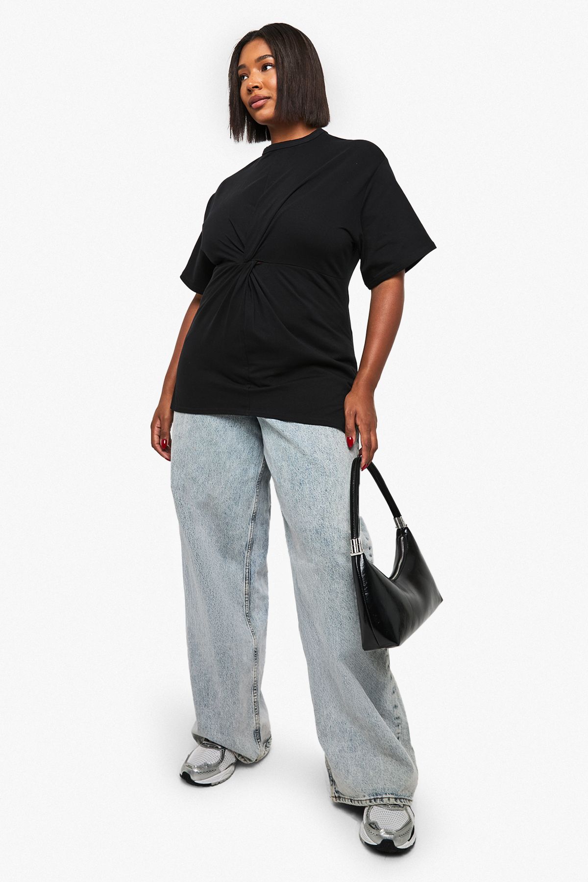 Plus Ruched Knot Detail Short Sleeve Top - Image 3
