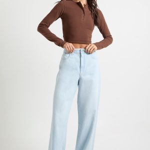 Tall Boohoo Basics High Waist Straight Leg Jean