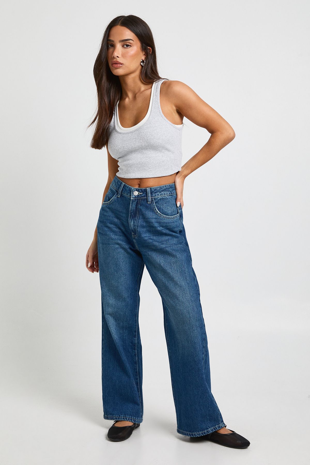 Petite High Waist Straight Leg Jean