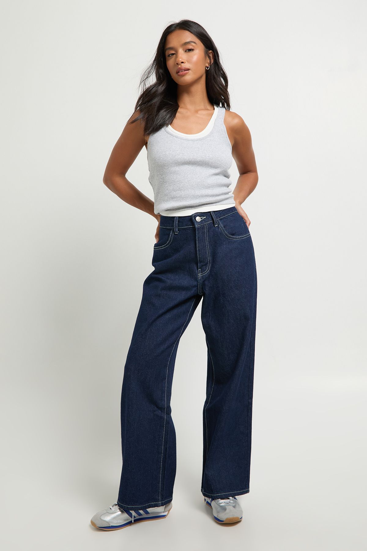 Petite High Waist Straight Leg Jean