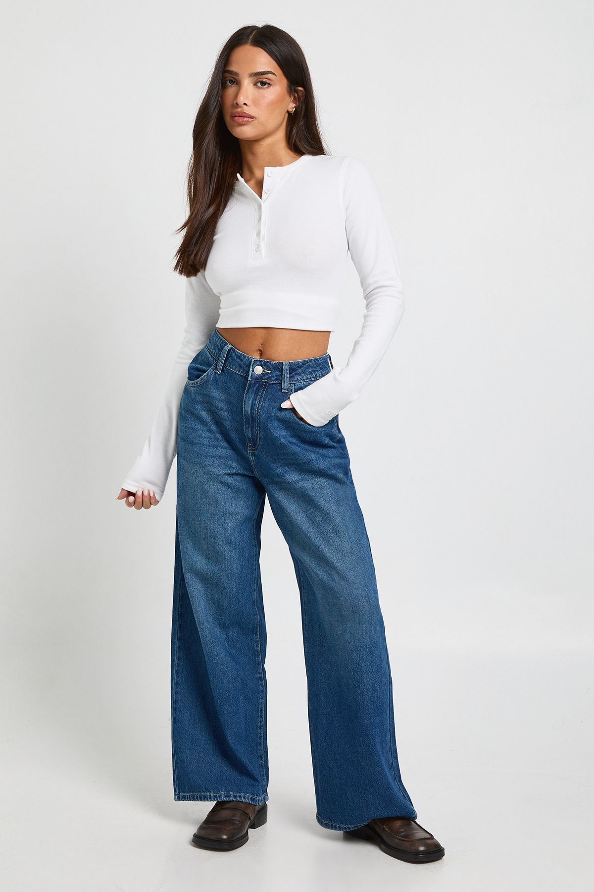 Petite High Waist Wide Leg Jean