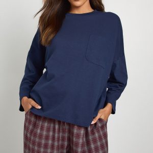 Maternity Cotton Pocket Front Long Sleeve Top