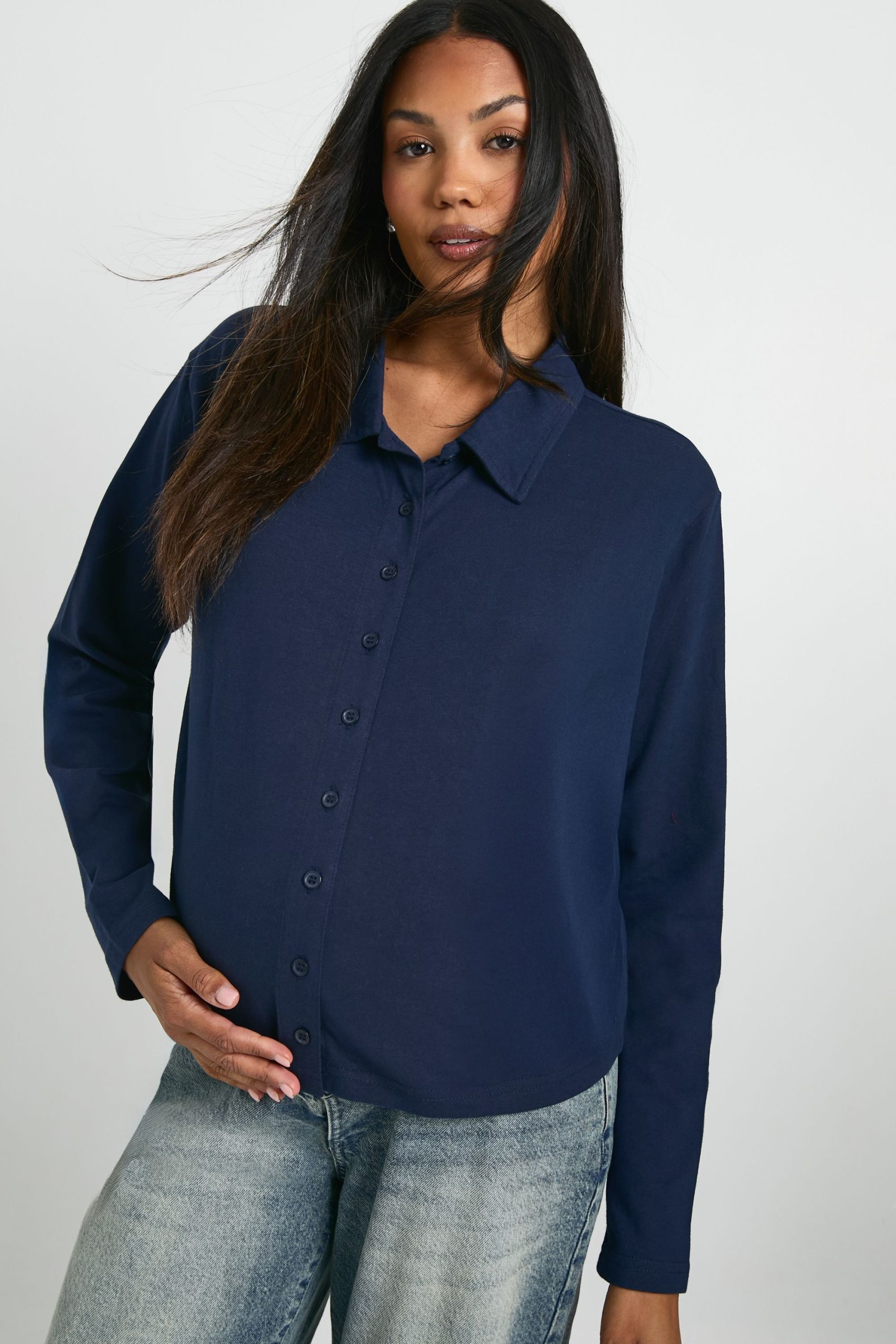 Maternity Collared Fitted Rugby Shirt