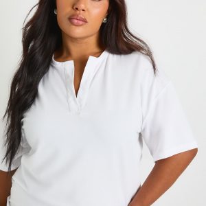 Plus V Neck Detail T-Shirt