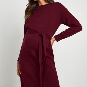 Maternity Crew Neck Jumper Midi Dress