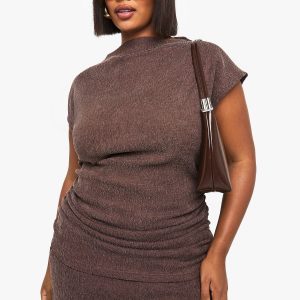 Plus Ruched Side Asymmetric Top