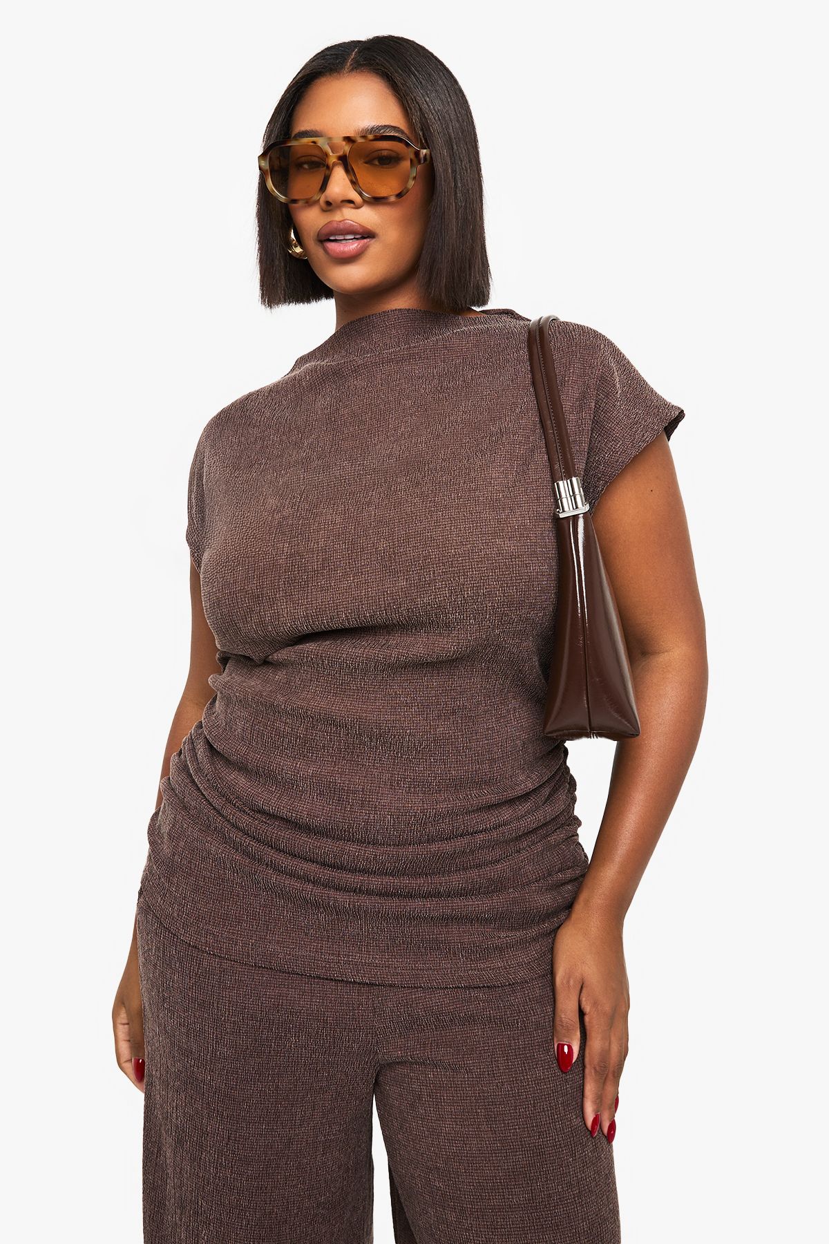Plus Ruched Side Asymmetric Top