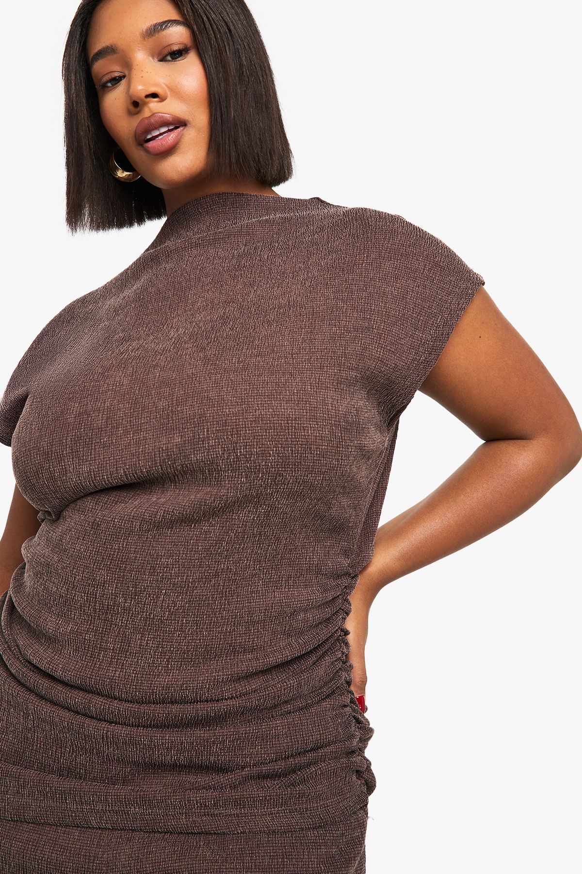 Plus Ruched Side Asymmetric Top - Image 4