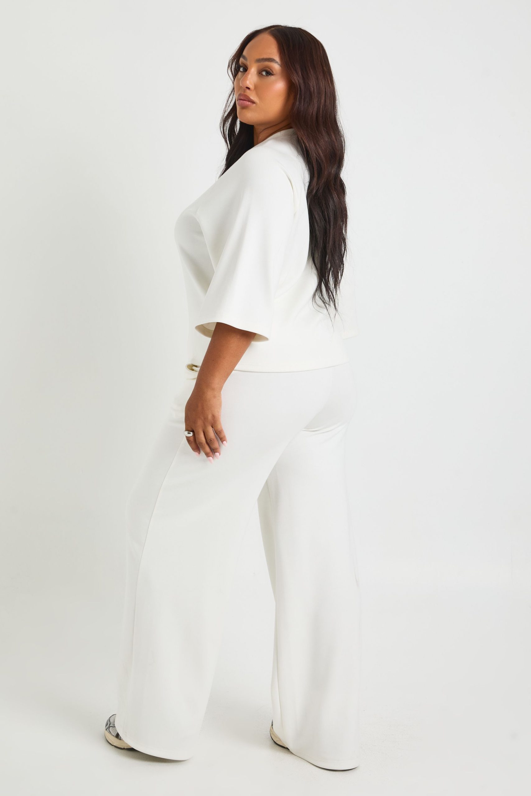 Plus Oversized T-shirt And Tailored Wide Leg Trouser Co-Ord - Image 2