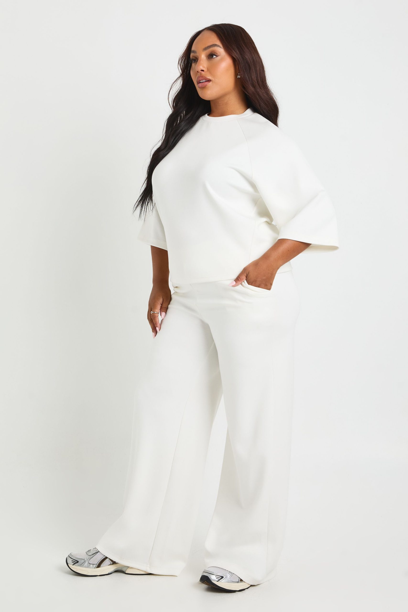 Plus Oversized T-shirt And Tailored Wide Leg Trouser Co-Ord - Image 3
