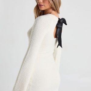 Bow Back Detail Super Soft Knitted Mini Dress