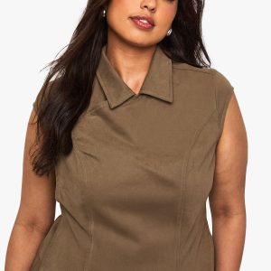 Plus Cotton Twill Cap Sleeve Wrap Over Top