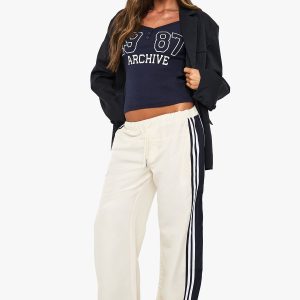 Nylon Contrast Side Stripe Panel Track Pant