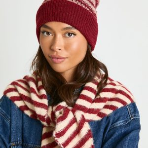 Striped Pom Pom Knitted Beanie