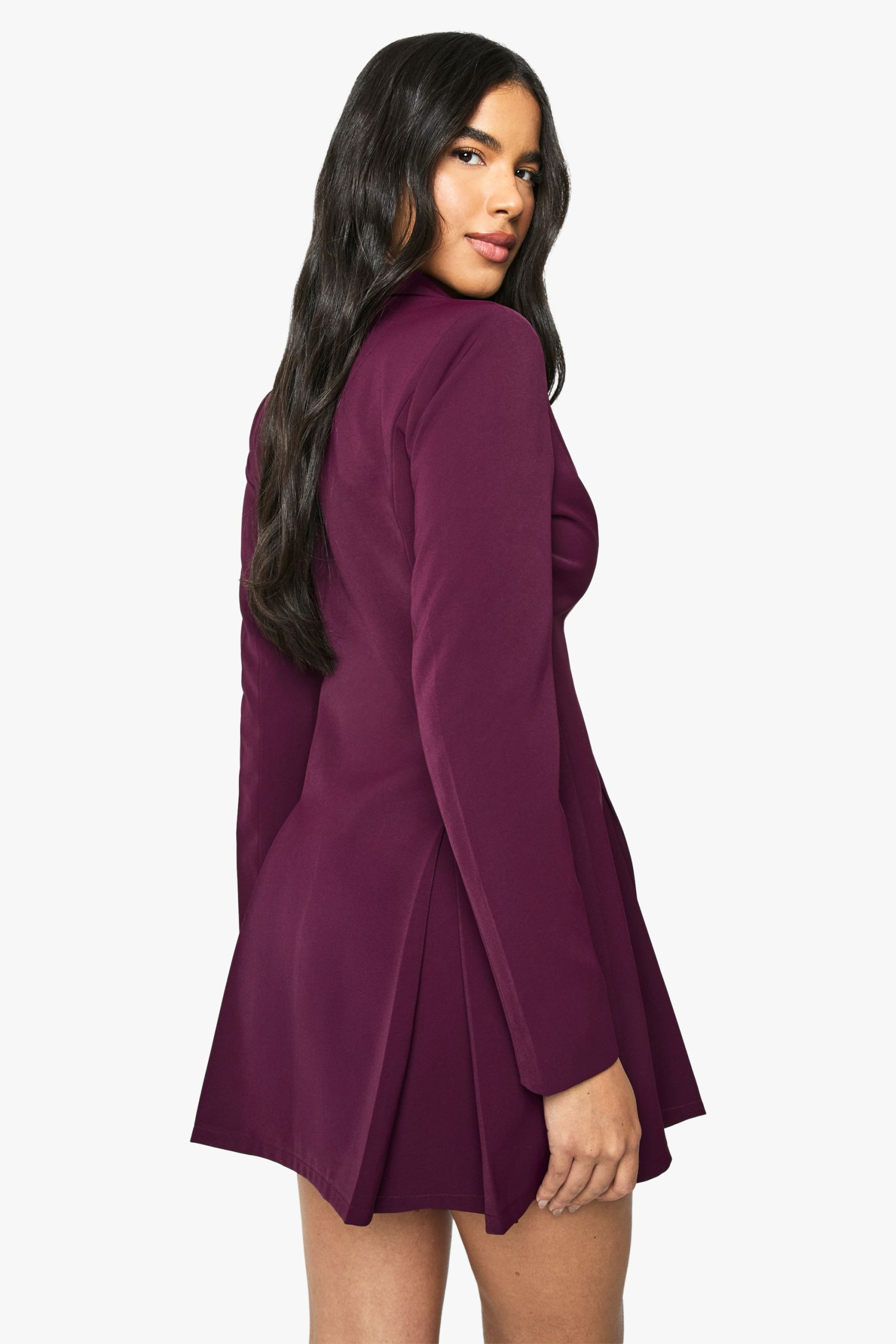 Tailored Hook & Eye Detail Cinched Waist Blazer Dress - Image 2