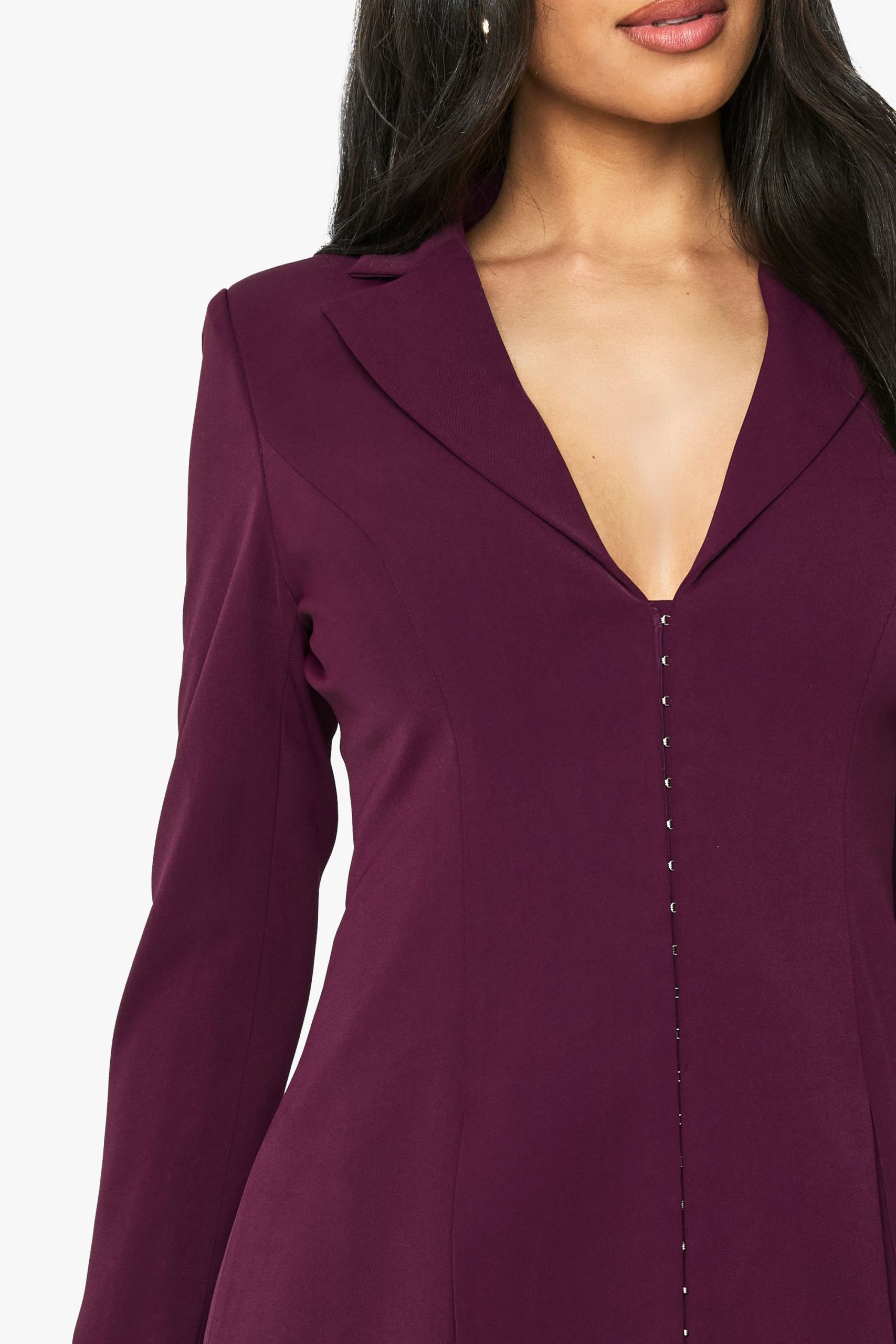 Tailored Hook & Eye Detail Cinched Waist Blazer Dress - Image 4